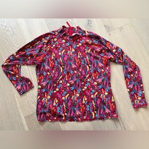 Garnet Hill Red Floral Long-Sleeved Sun Cover Up
- Size XL